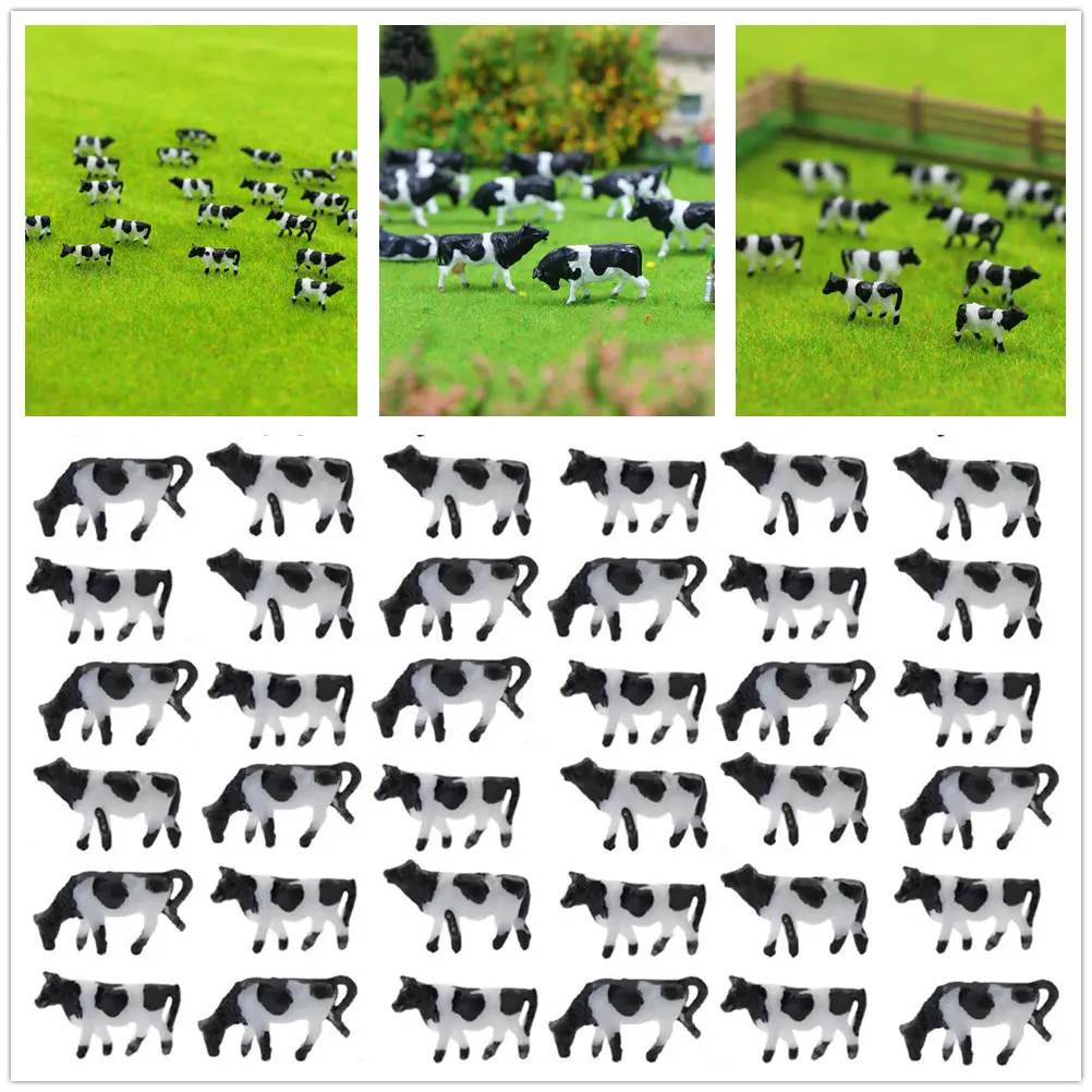 N Scale Cow Model Painted Plastic Random Style 1:150 1:150 Cow Black & White Cows Model Farm Animals Landscape