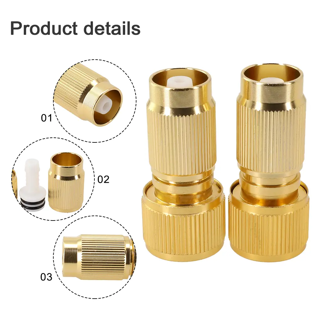 Brass Hose Connection Set of 2 Expandable Repair Adaptors for Garden Hose Use Compatible with Misting and Watering Tools