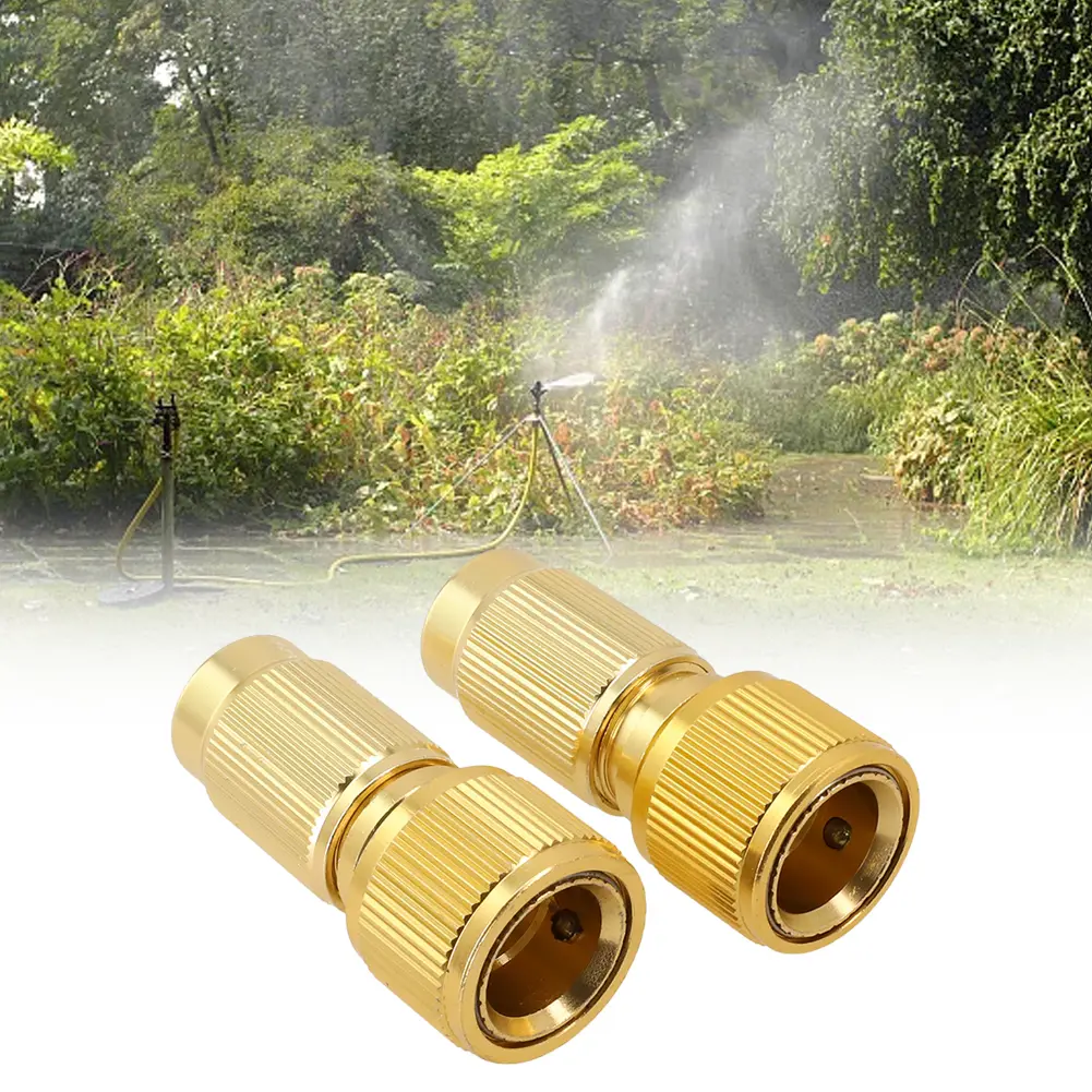 Brass Hose Connection Set of 2 Expandable Repair Adaptors for Garden Hose Use Compatible with Misting and Watering Tools