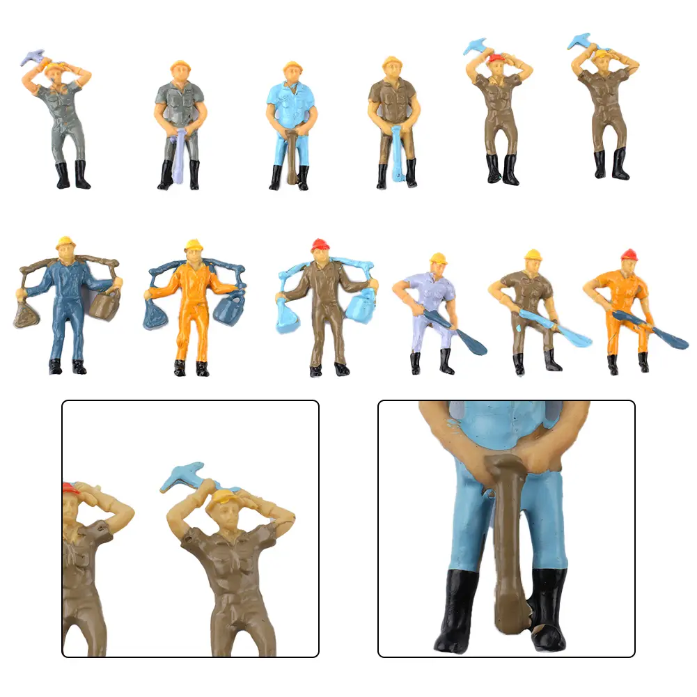 Figures Workers Figures 100% Brand New 12 Pcs 4 Poses High Quality O Scale O Scale 1:48 People Railway Workers