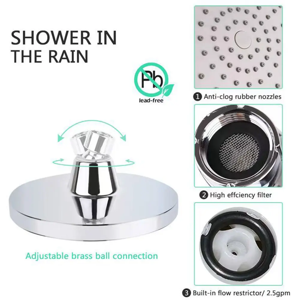 Home Spa Rainfall Shower Head Easy Installation Shower Head Accessory Air-In Technology Shower Head Ceiling-Mounted Shower Head