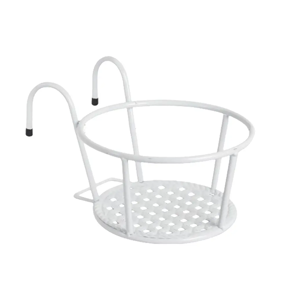 Balcony Decoration White Balcony Railing Stand Flower Pot Holder Easy Installation With Hardware For Herb Plants