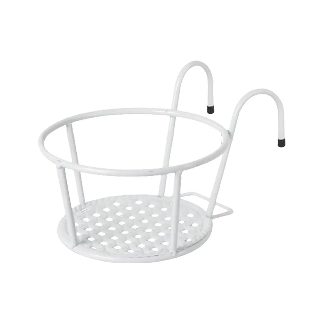 Balcony Decoration White Balcony Railing Stand Flower Pot Holder Easy Installation With Hardware For Herb Plants