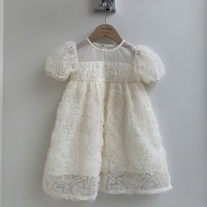 Summer Toddler Girls Dress Kids Princess Birthday Party Gown Mesh Tutu Wedding Children Dresses Kids Rose Flower Girl Dresses