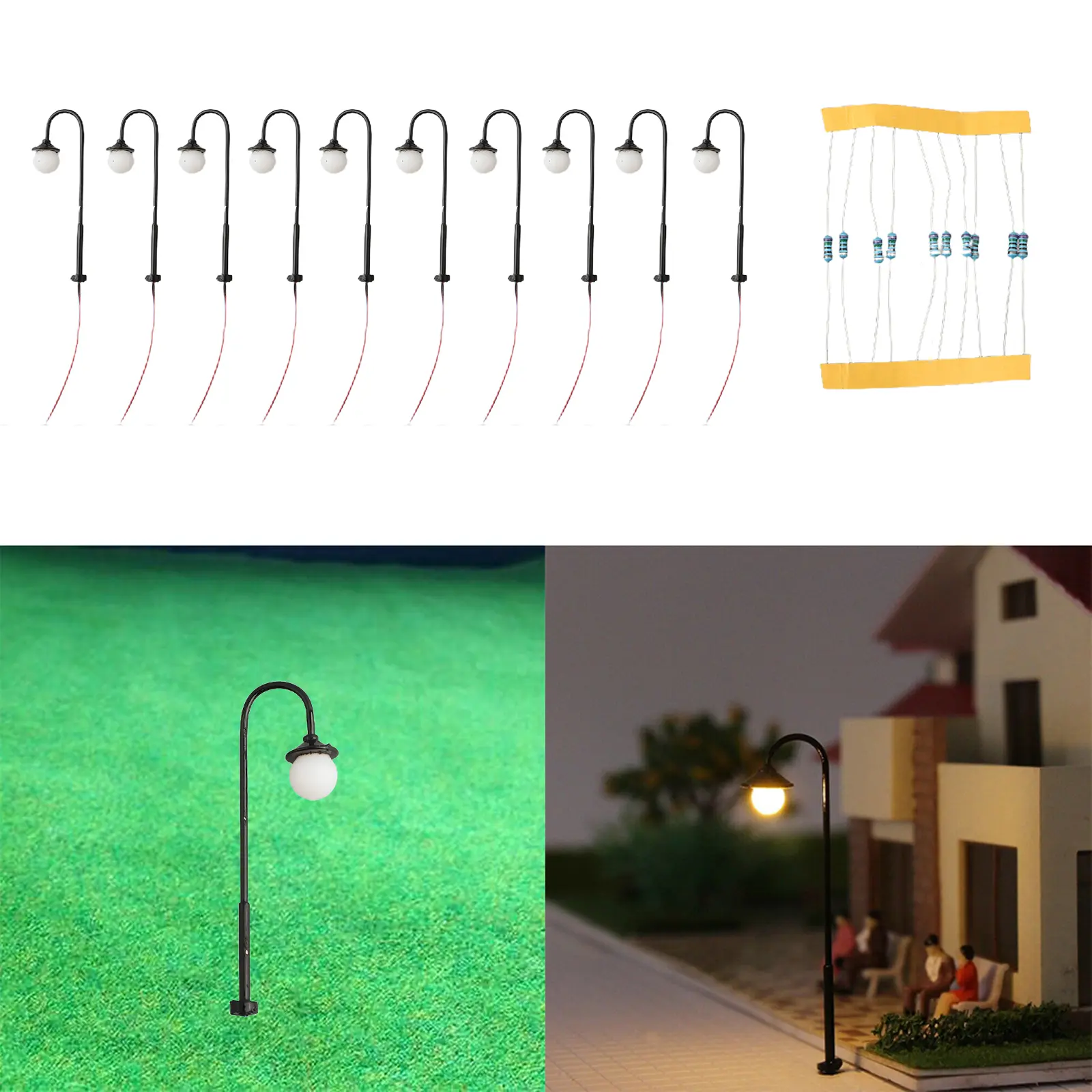 Model Lights Complete Lamps 1:87~150 Approx. 45mm 12V~18V Model Railway Led Street Lights With Wires And LEDs High Quality