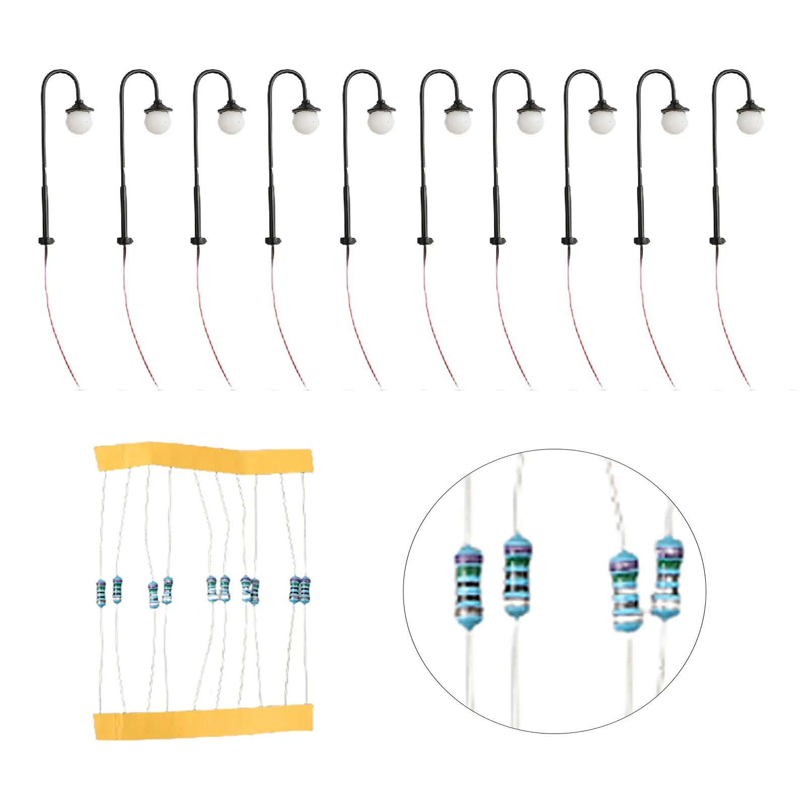 Model Lights Complete Lamps 1:87~150 Approx. 45mm 12V~18V Model Railway Led Street Lights With Wires And LEDs High Quality
