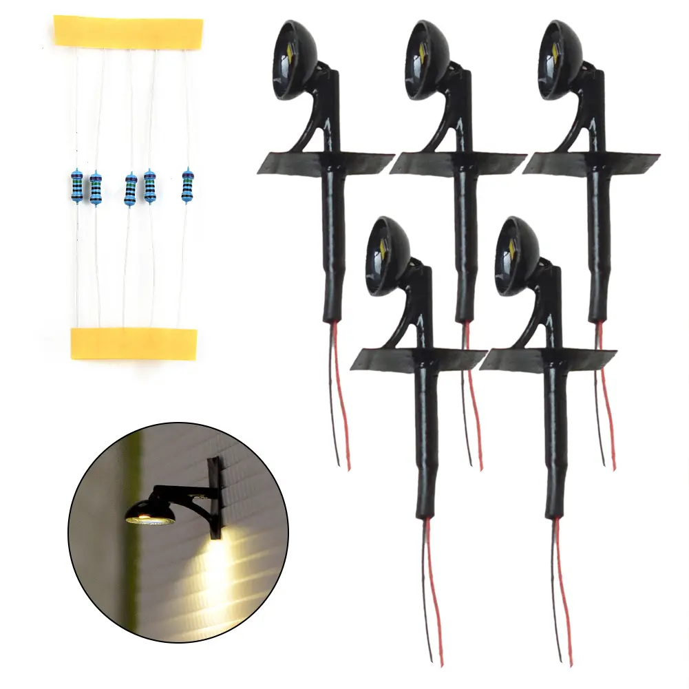 Lights 5 Lamps+5 Resistors 5 Set FOR Model Railroads HO Scale OO Scale Parts & Accessories Toys Kits Wall Lamp