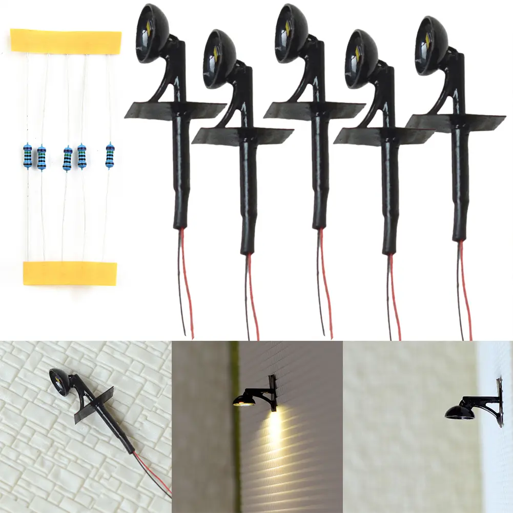 Lights 5 Lamps+5 Resistors 5 Set FOR Model Railroads HO Scale OO Scale Parts & Accessories Toys Kits Wall Lamp