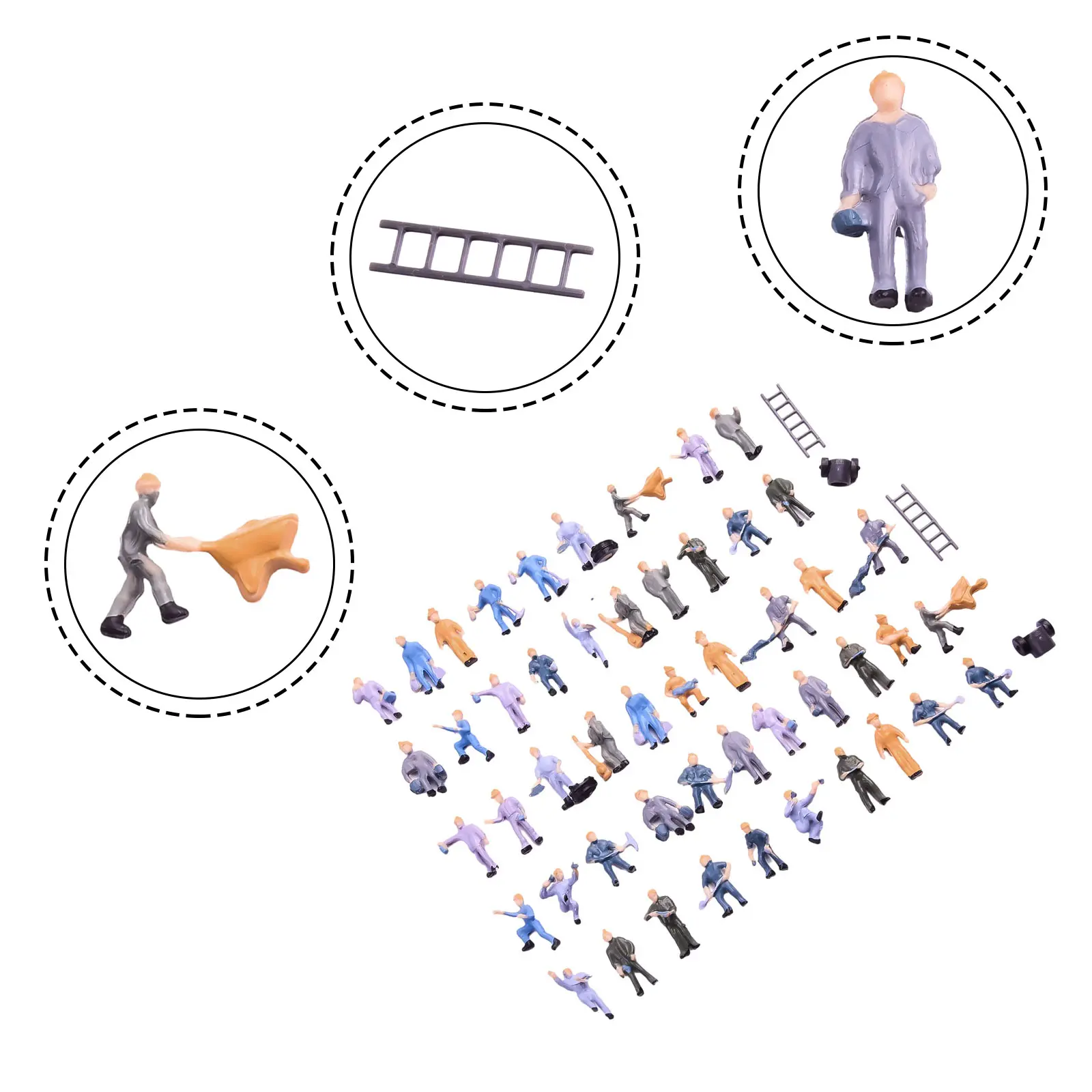 50pcs 1:87 HO Scale Railway Worker Toys Train Landscape Miniature Figures Architecture Train People Sand Table Layout Kits