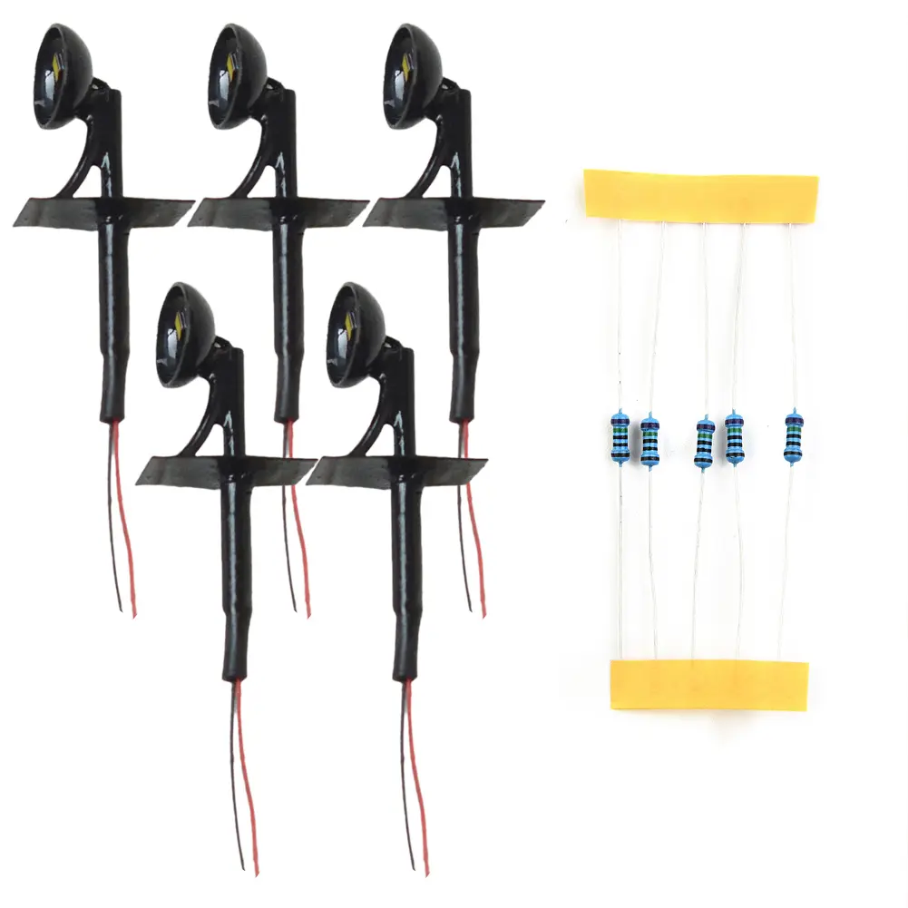 Lights 5 Lamps+5 Resistors 5 Set FOR Model Railroads HO Scale OO Scale Parts & Accessories Toys Kits Wall Lamp