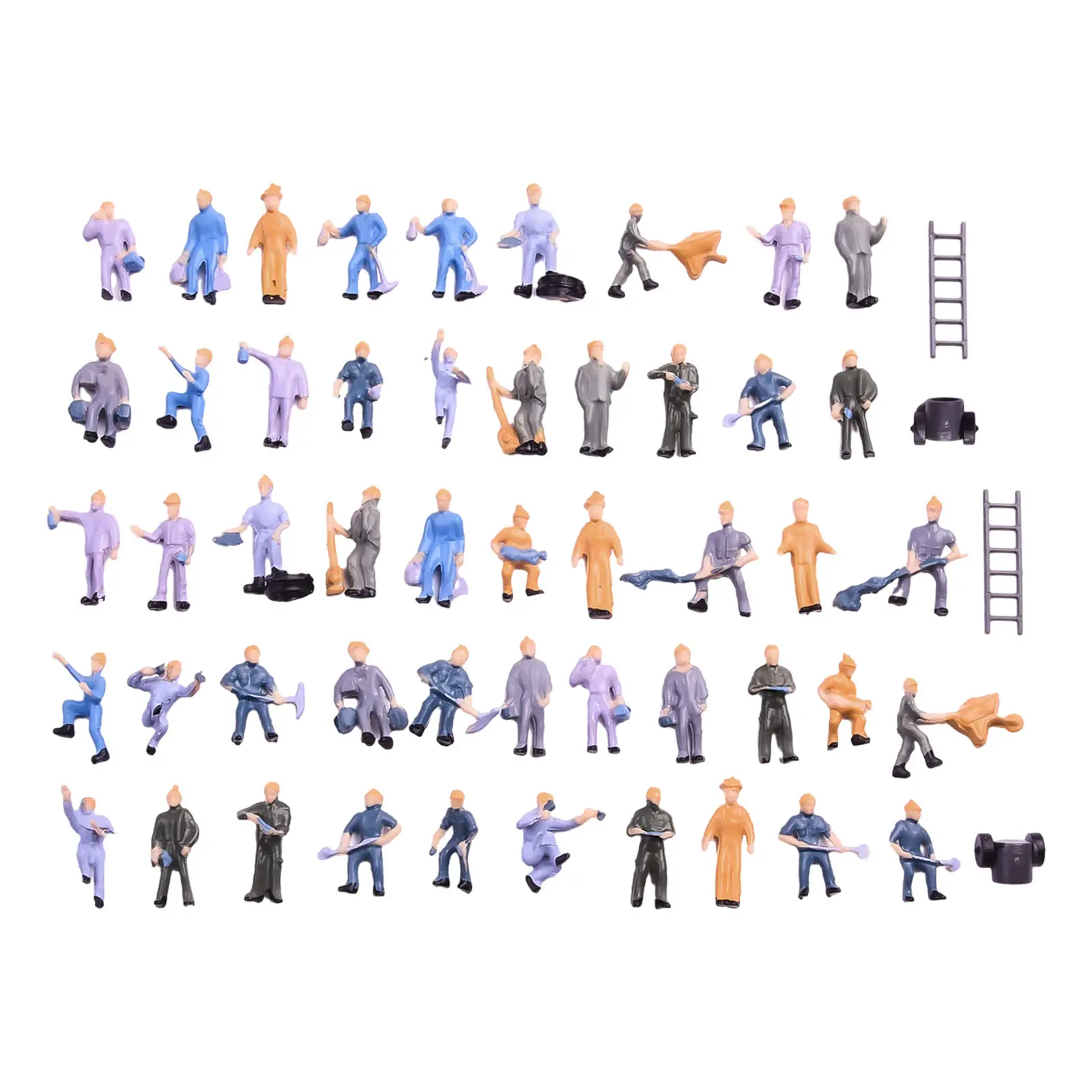 50pcs 1:87 HO Scale Railway Worker Toys Train Landscape Miniature Figures Architecture Train People Sand Table Layout Kits
