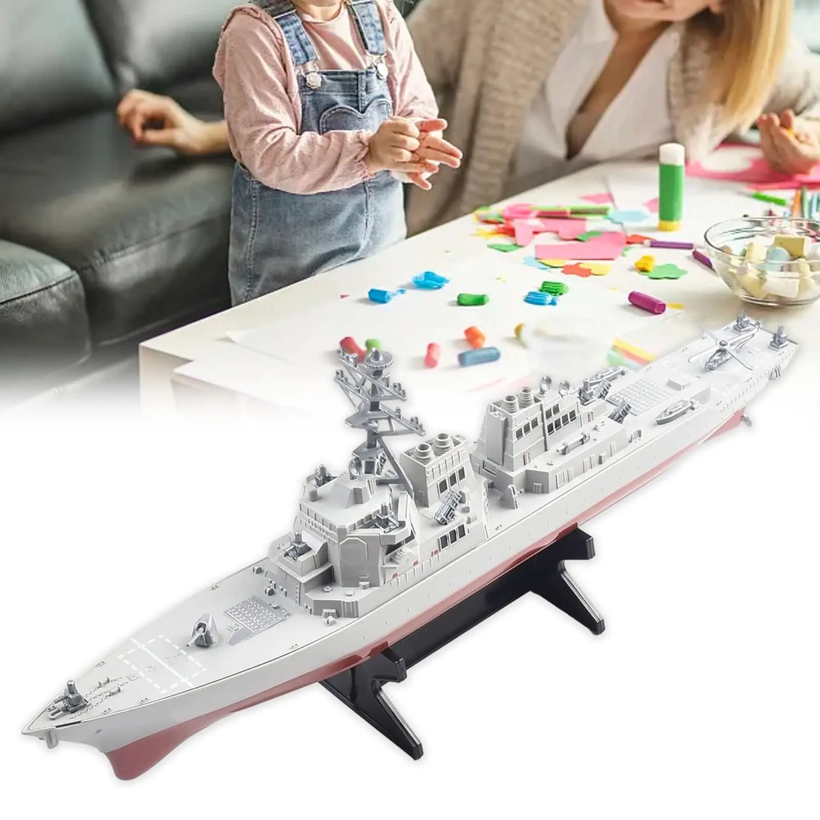 Child Static Battleship Model Toy Missile Destroyer +Stand Plastic Guided Set Navigation High Quality Portable