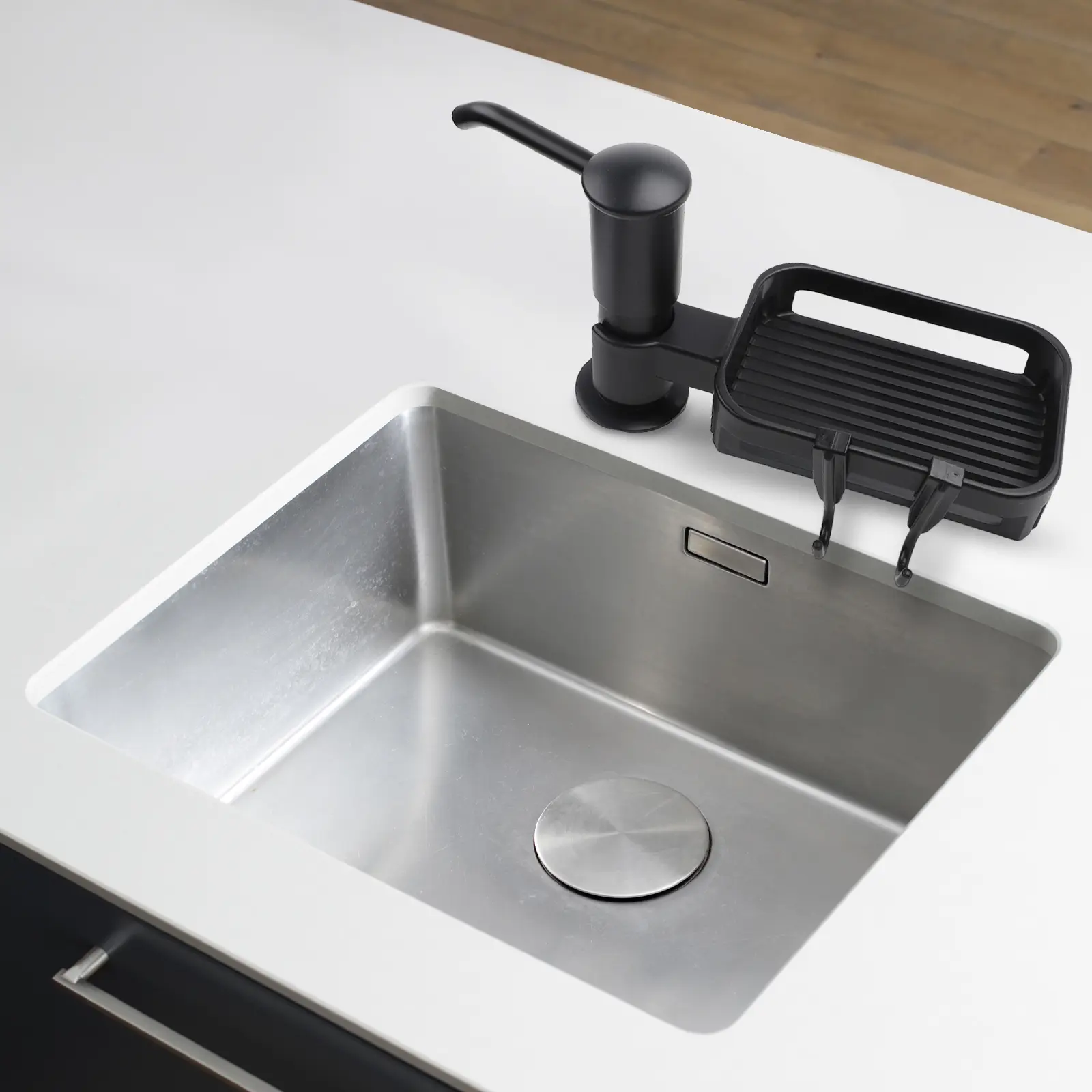 Easy Access Soap Dispenser Shelf Soap Dispenser Pump Drain Basket Full Rotation Functionality Innovative Design
