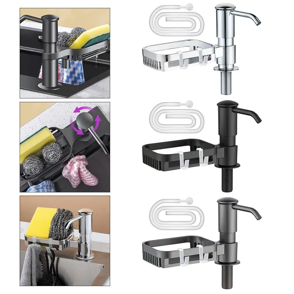 Easy Access Soap Dispenser Shelf Soap Dispenser Pump Drain Basket Full Rotation Functionality Innovative Design