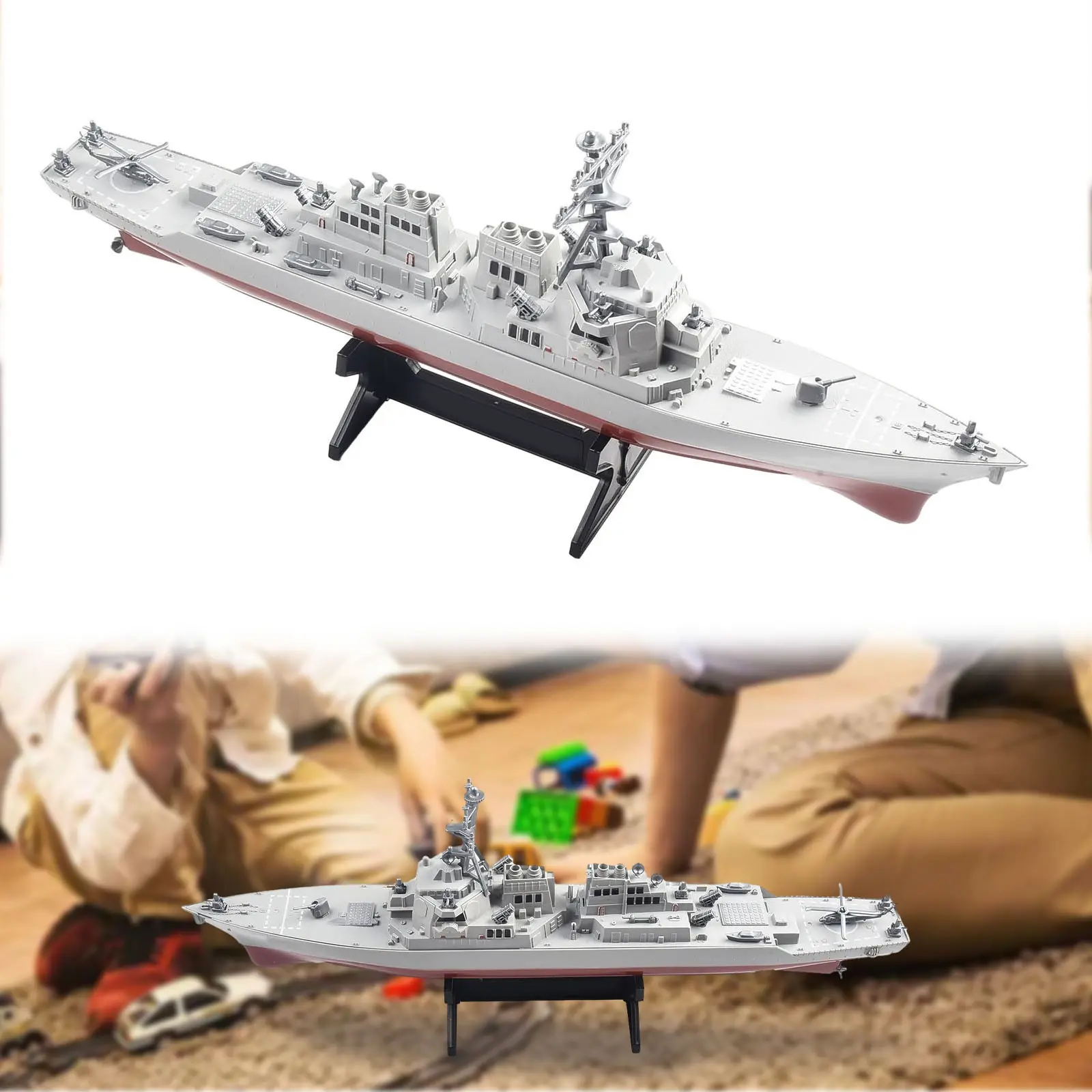 Child Static Battleship Model Toy Missile Destroyer +Stand Plastic Guided Set Navigation High Quality Portable