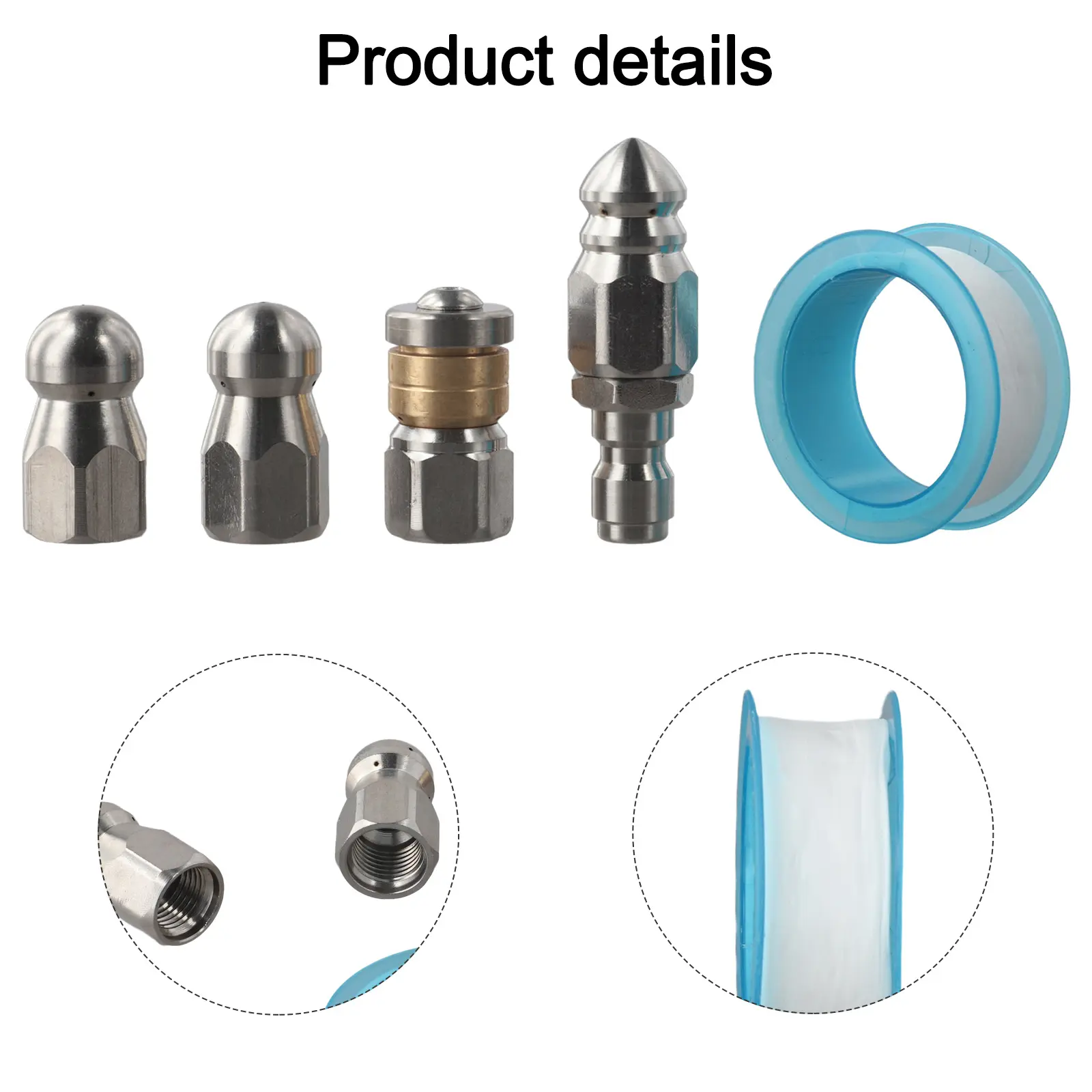 Stainless Steel High-Pressure Cleaning Machine Nozzle Pipe Dredging Head 1/4 Gardening And Home Furnishings Hot Selling Accessor