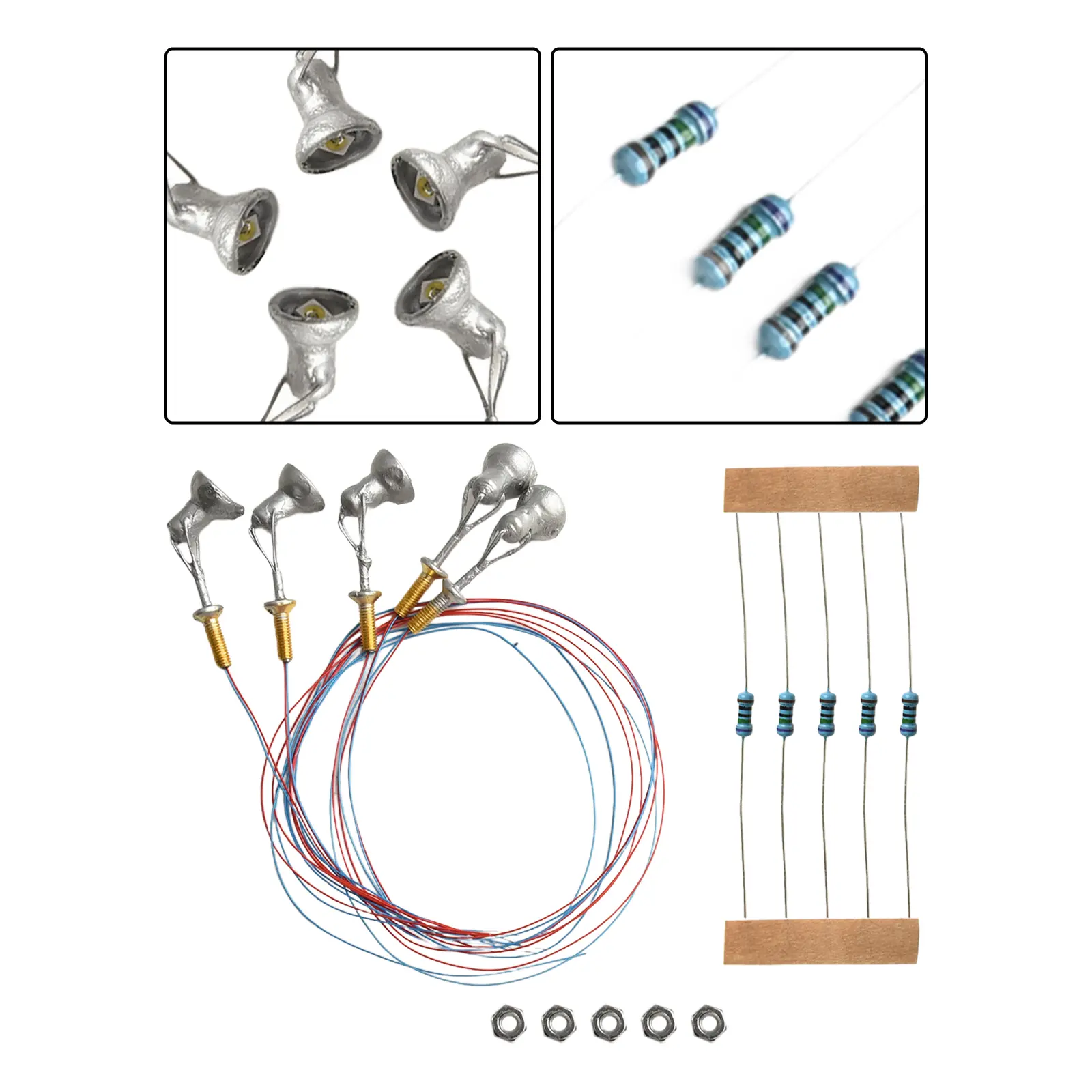 Useful Complete Lights Painted 20mA 3V DC 5 Pcs HO Scale LED Model Limelight Post Lights Projector Silver/brown