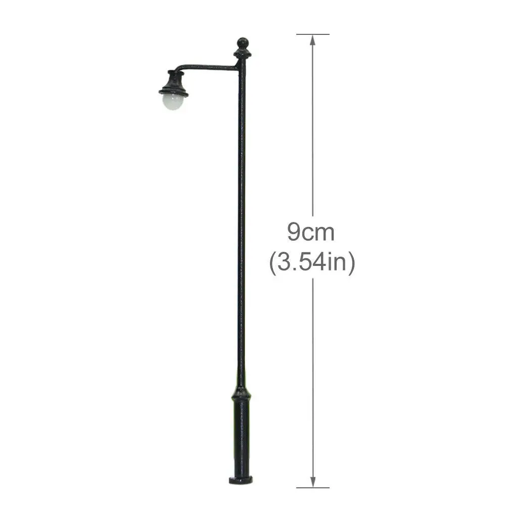 5pcs Model Railway Light 1:87 Lamps Post Street Lights HO OO Scale LEDs 3.54in Warm-White Scale Lamps Single Head Lamps Model