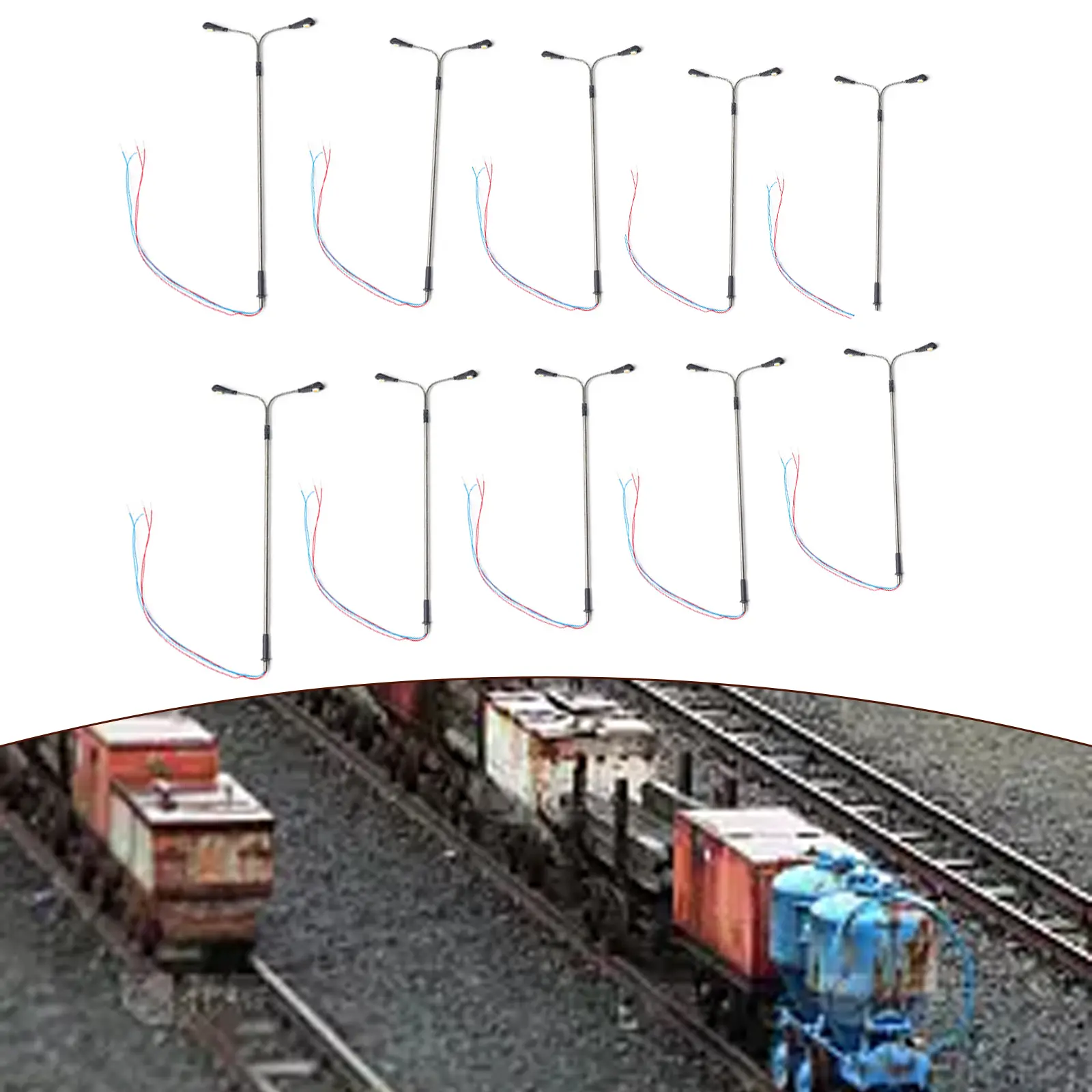 10Pcs Model Railway Warm White HO Scale Lamps Post 1:87 Street Light Single Head Lamps Model Street Lights Garden Decoration	Set