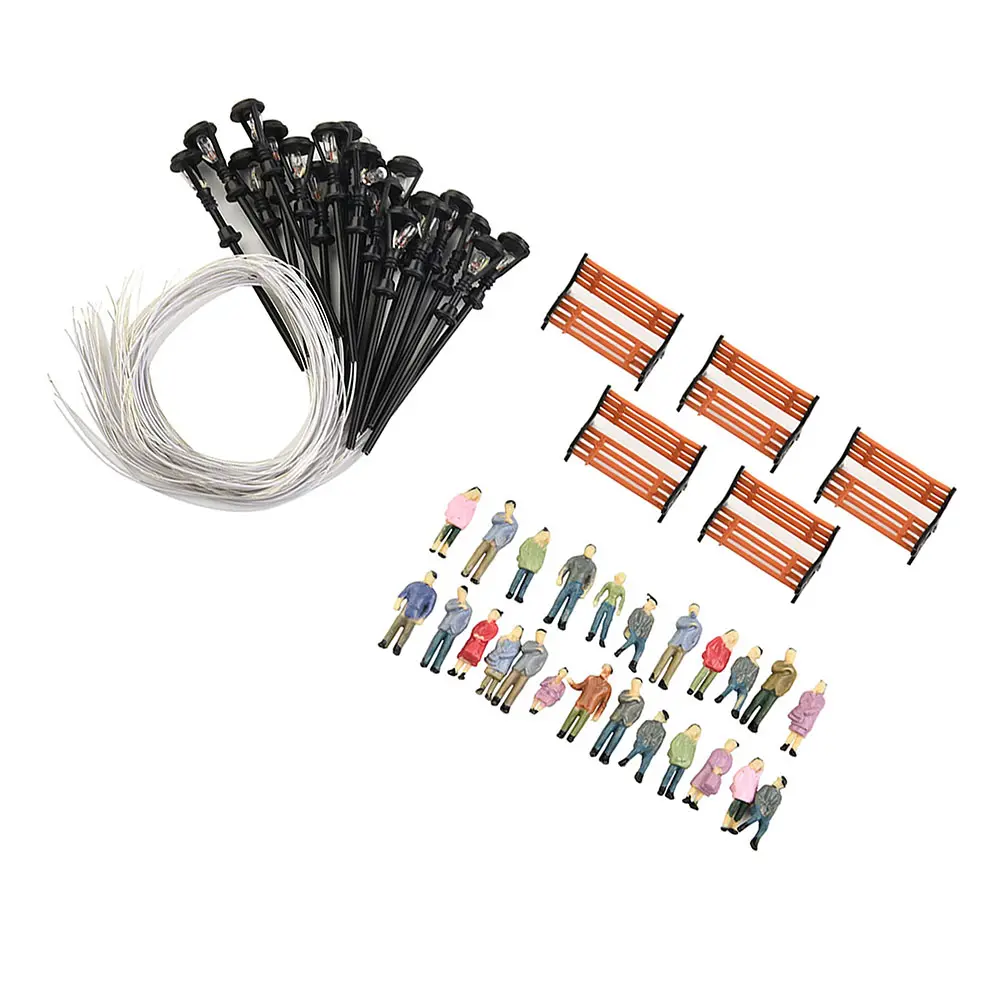 People Figures Enhance the Realism of Your Model Train Layout with 49 Pack HO OO Painted People Figures and Street Furniture