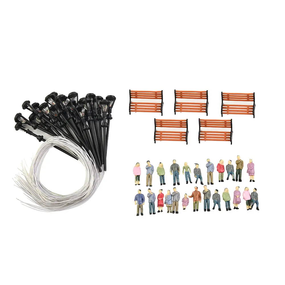 People Figures Enhance the Realism of Your Model Train Layout with 49 Pack HO OO Painted People Figures and Street Furniture