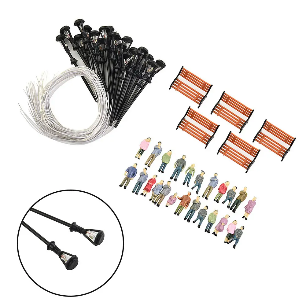 People Figures Enhance the Realism of Your Model Train Layout with 49 Pack HO OO Painted People Figures and Street Furniture