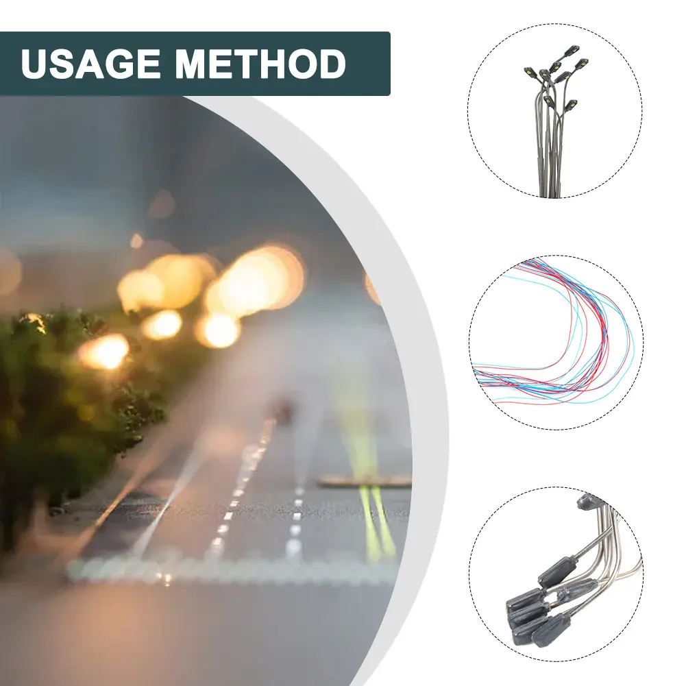 Warm Light 1150 Model Railway Train Lamp Post Street Lights DIY Set 10pcs with 3V Voltage and Customizable Design