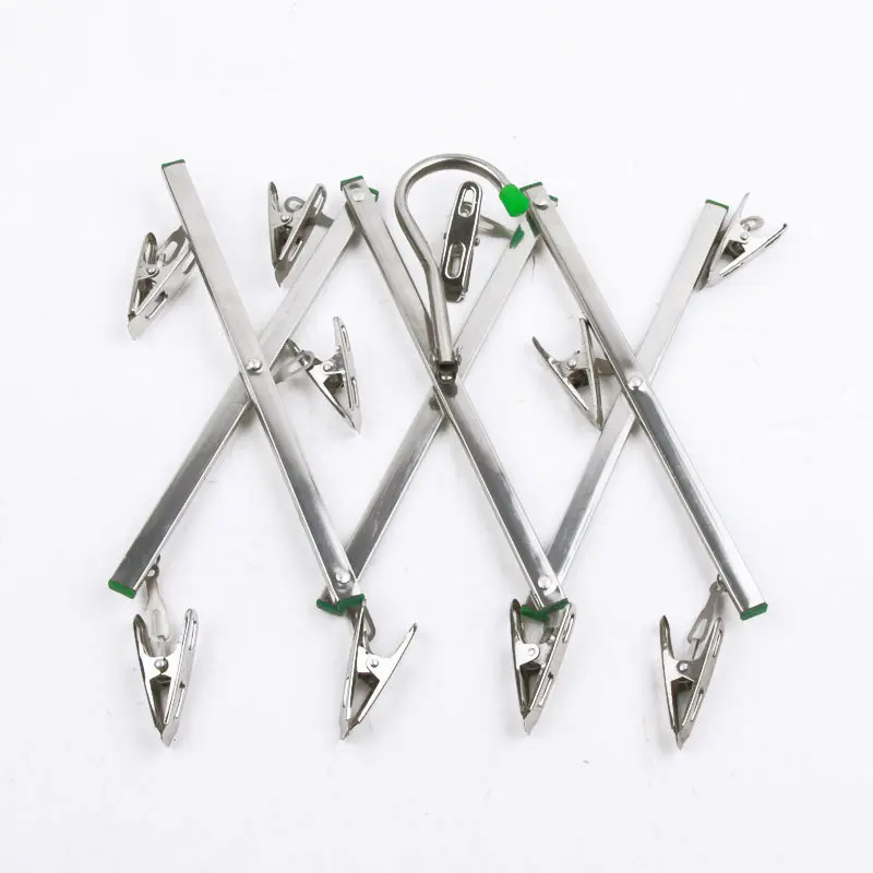 Folding Drying Rack Stainless Steel Laundry Hanger Laundry Drying Indoor Drying Space-saving Rust-resistant Clips For Scarves