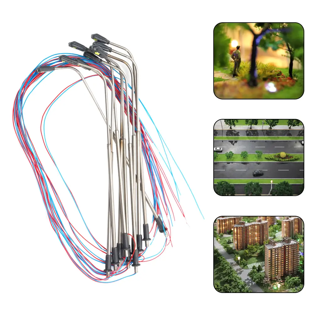 Warm Light 1150 Model Railway Train Lamp Post Street Lights DIY Set 10pcs with Steel Pipe Material and 80mm Height