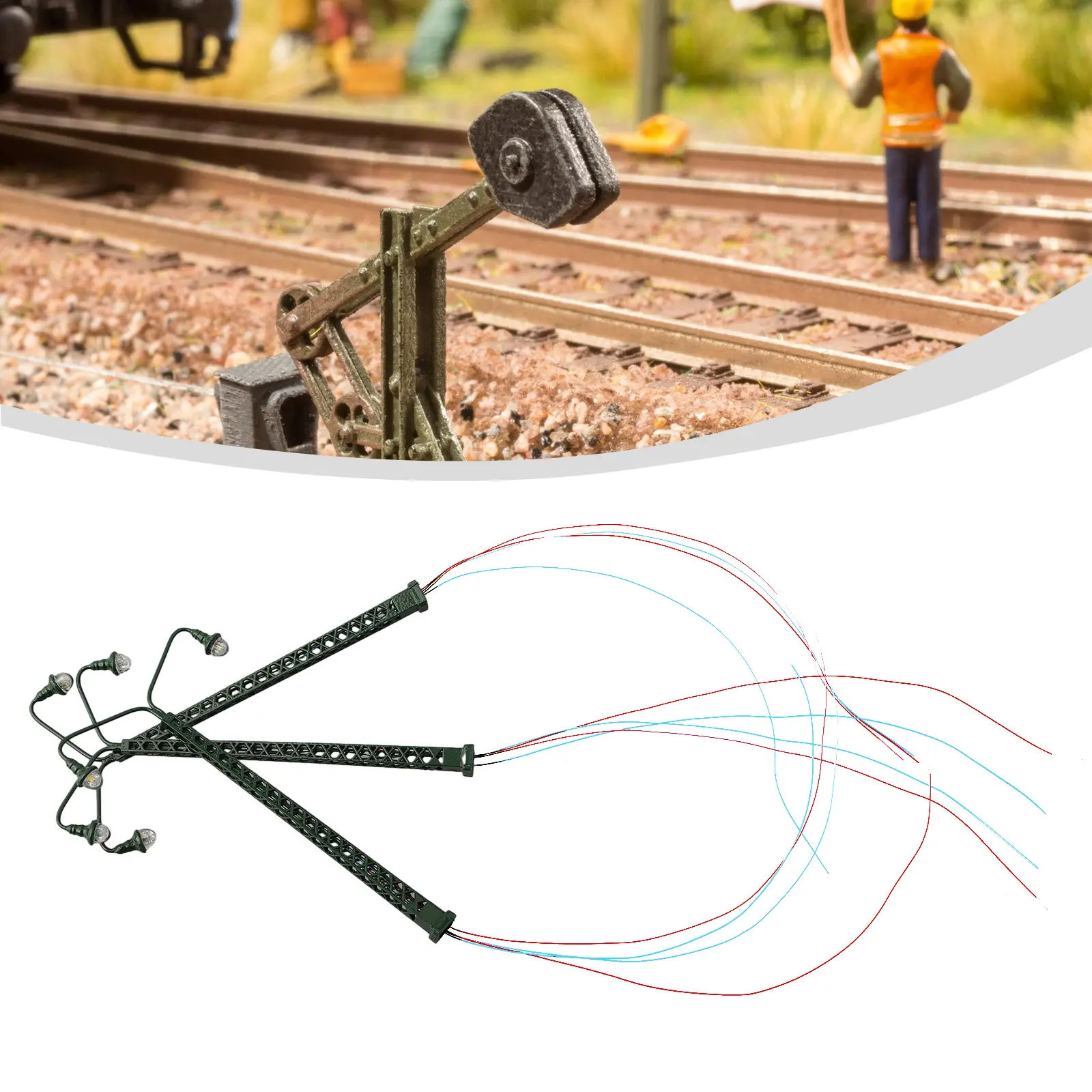 Railway Light Model 3Pcs Set LED Lights for Model Railway Buildings Metal Lattice Mast Design for TT Scale Layouts