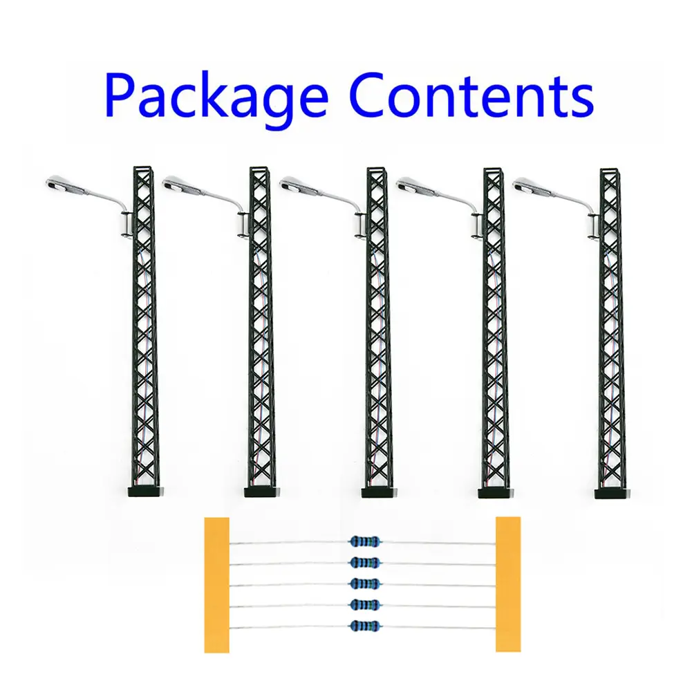 Brand New Model Railway Lights Lamp 5 Pieces For Building Layout! For Rail 3V DC Or AC 5Pieces LED Scale: 1: 87 Layout LED Lamp