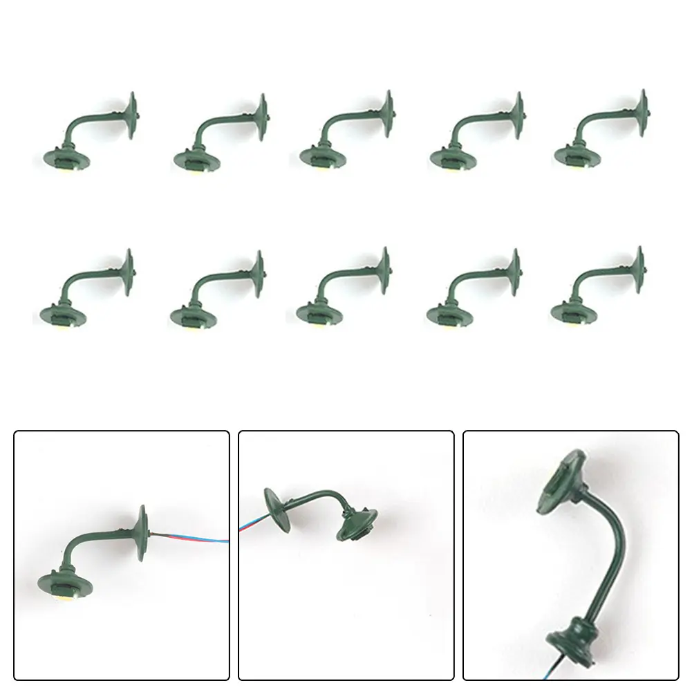 Model Lamp Model Railway 1.5cm 1:87 3V/12V 5Pcs ABS + Metal Blue Wire To Negative HO Scale LED Street Light Lamp