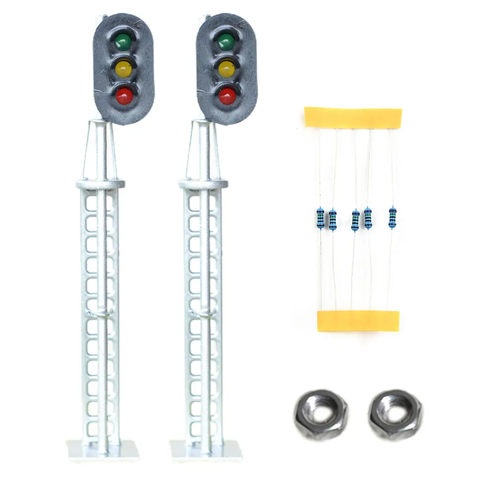 Brand New Complete Signal O Scale LED Light Model Train Railway Silver W/Screw 20mA 2pcs 3 Aspects Block Signals