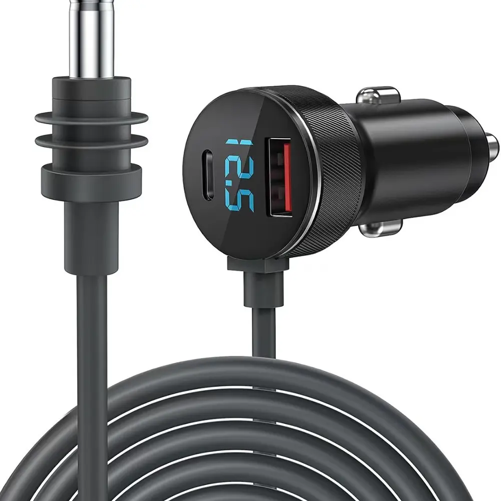 For Starlink Mini Dual USB Car Charger 12V-24V Vehicle 2/5m DC Cable Digital Voltmeter Waterproof Extension Cable Charger