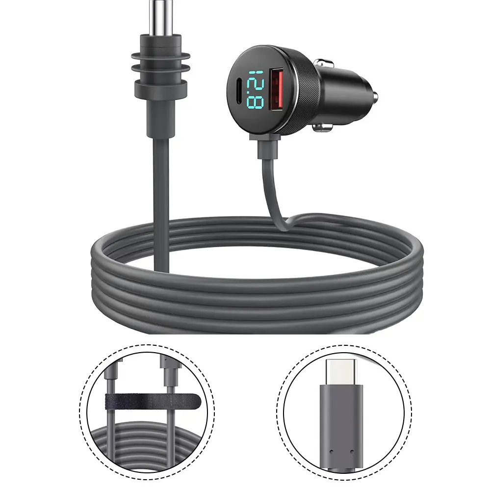 For Starlink Mini Dual USB Car Charger 12V-24V Vehicle 2/5m DC Cable Digital Voltmeter Waterproof Extension Cable Charger