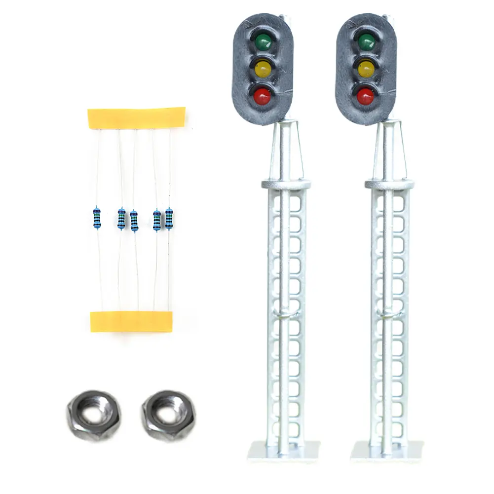 Brand New Complete Signal O Scale LED Light Model Train Railway Silver W/Screw 20mA 2pcs 3 Aspects Block Signals