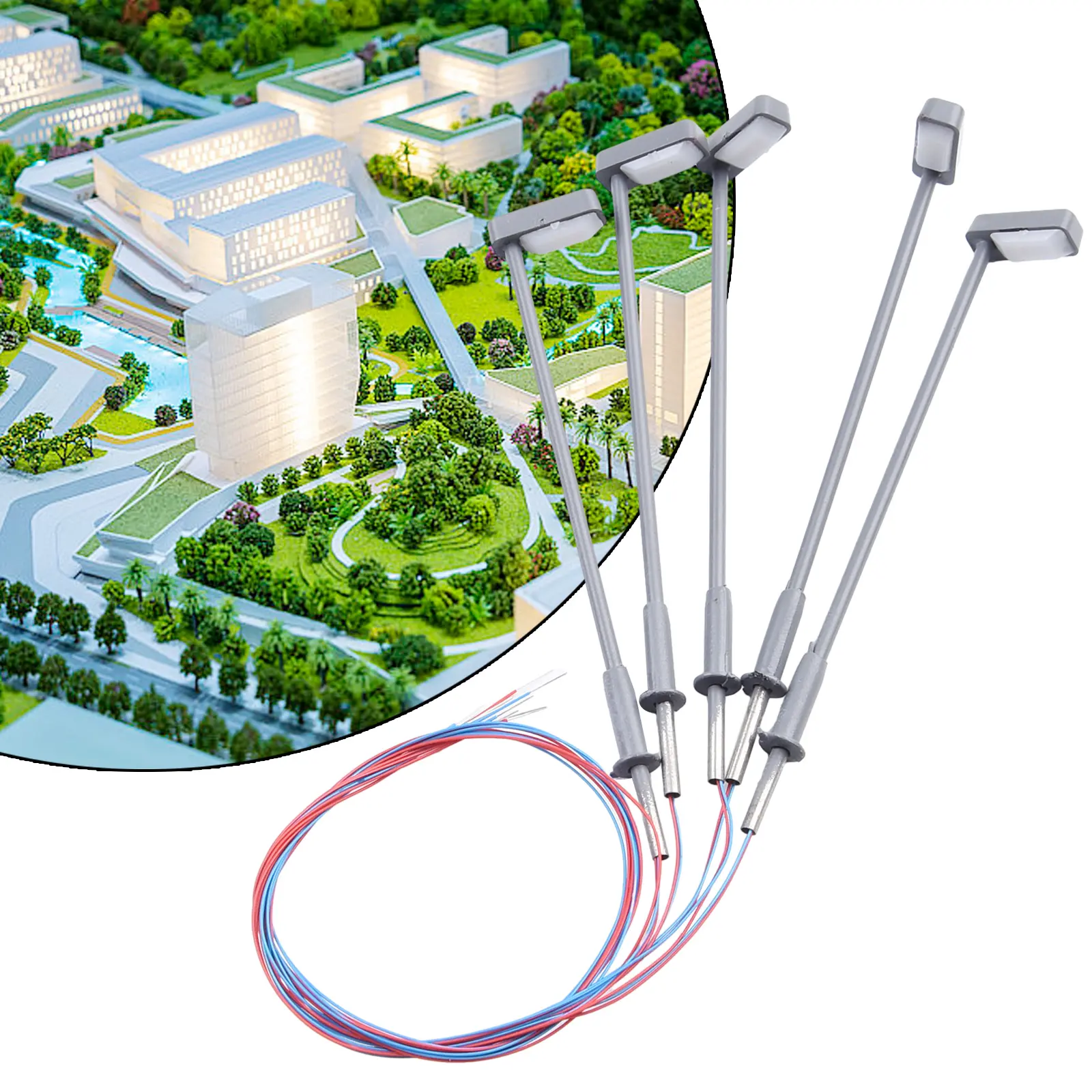 5Pcs Steel Tube Lights N ScaleModel Lights LED Street Lamppost Accessory Diorama Architecture Landscape Train Layout Kits