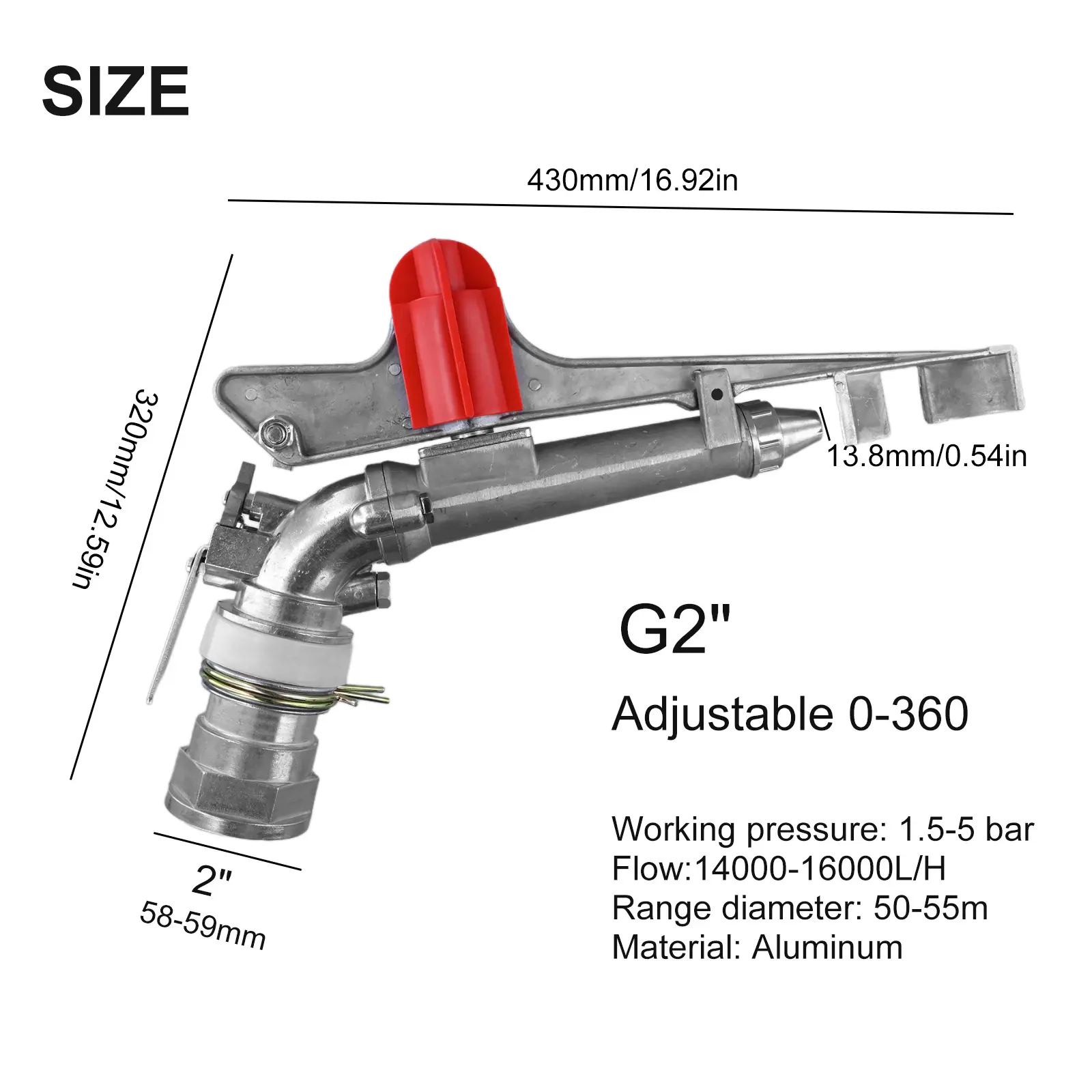 Reliable 2 Inch Agriculture Sprinkler for Garden Watering Featuring For 360 Degree Coverage and Sturdy Zinc Alloy Build