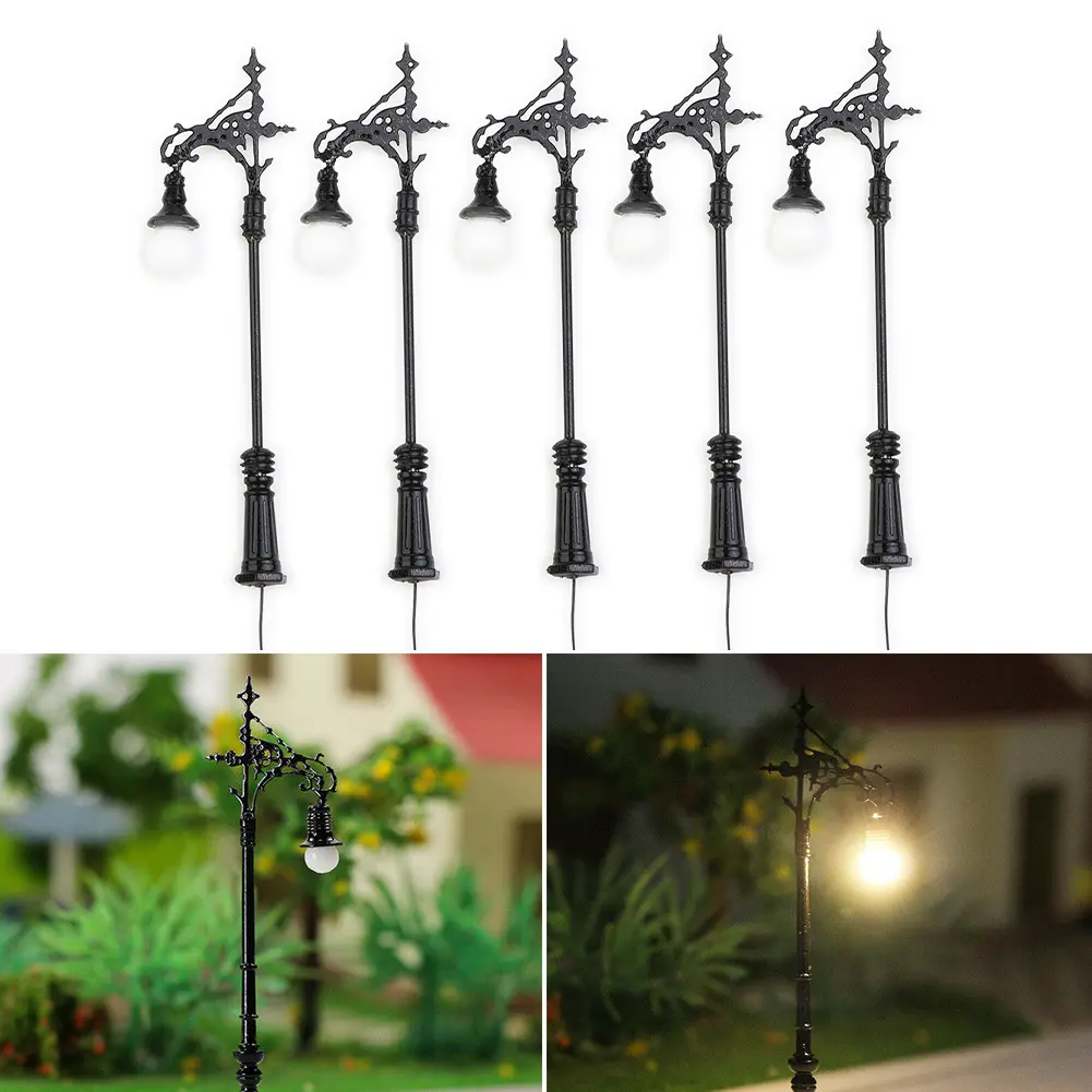 Model Train Accessories Set of Five N Gauge LED Street Lights at a Scale of 1 160 Requires a Safe Voltage of 3V