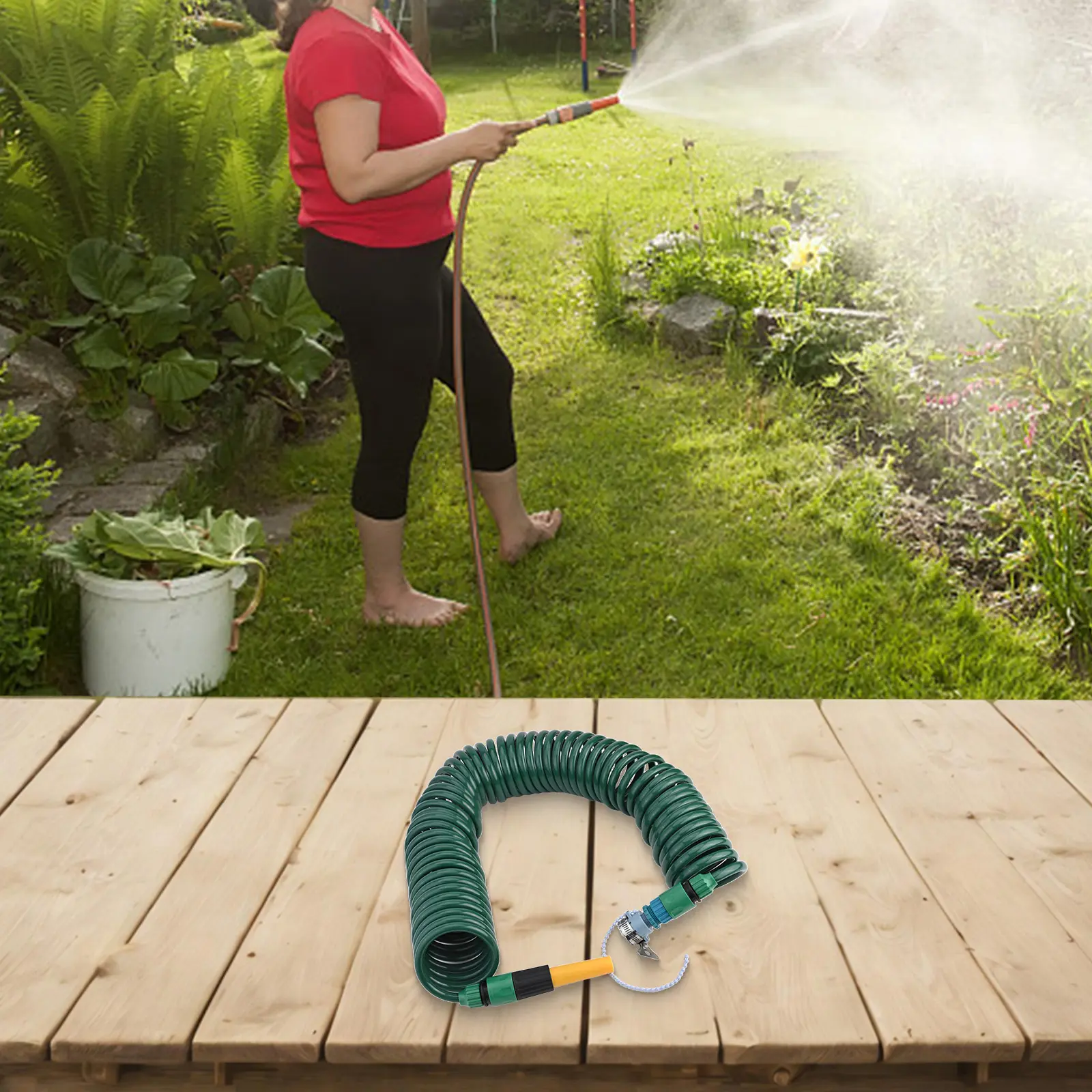 Garden Watering Hose 15M Flexible Garden Hose Customizable Water Pressure Retractable Coil Design Garden Watering