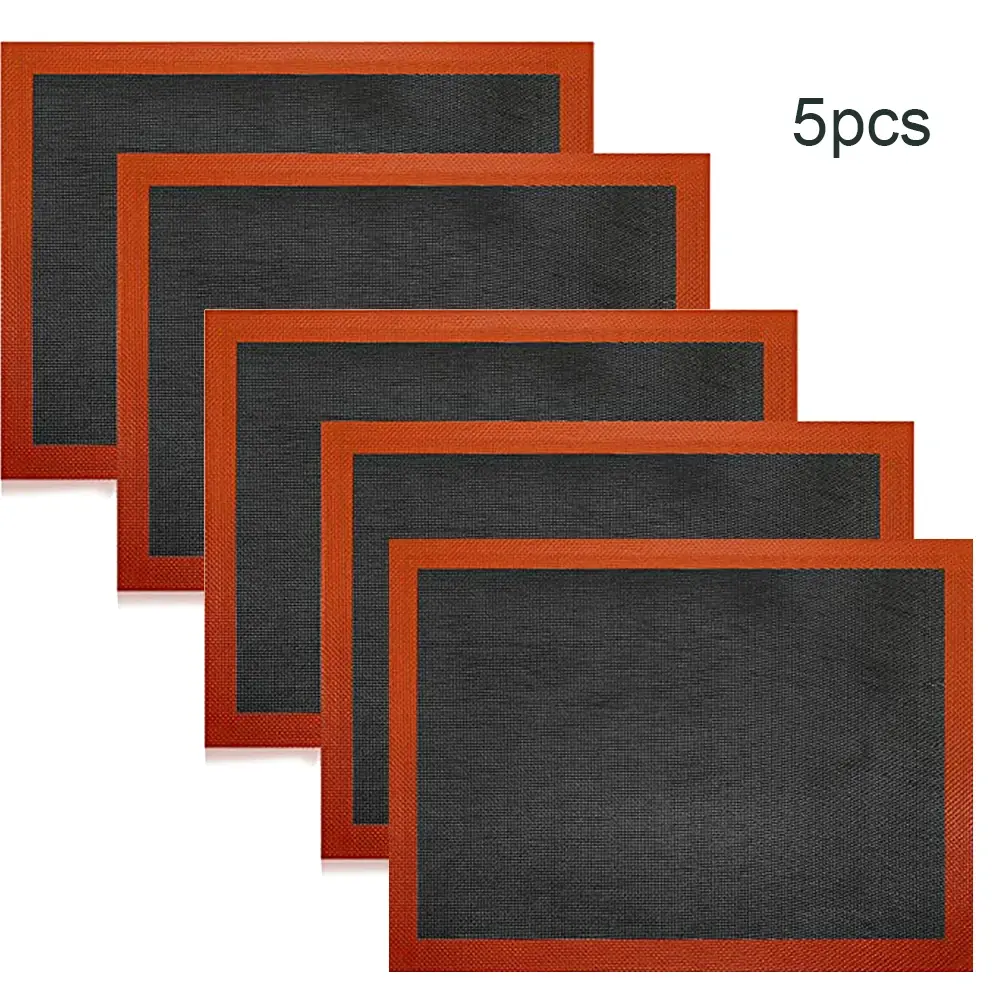 Silicone Baking Mats for Oven 5pcs Non Baking Tray with Fiberglass Mesh for Even Heat Distribution and Easy Cleaning