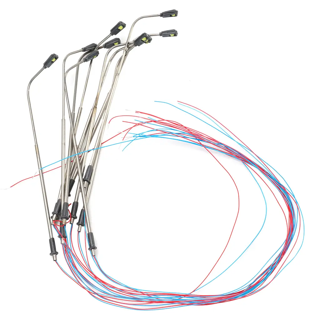 Steel Pipe Street Lights LED Kit 10pcs for 1150 Model Railway Train with Adjustable Height and Warm Light Effect
