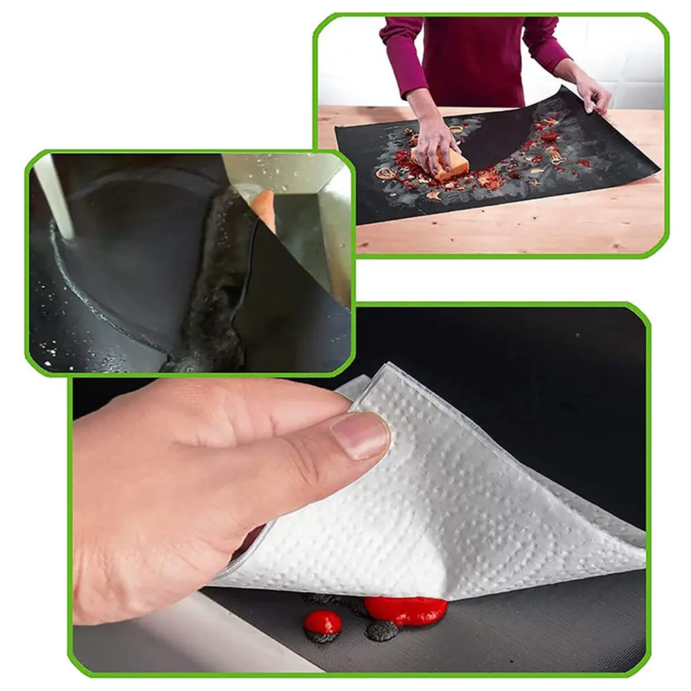 Non-stick High Temperature Resistant BBQ Grill Mat40cm*300cm Black Furniture Gardening High Sales Essential Tools