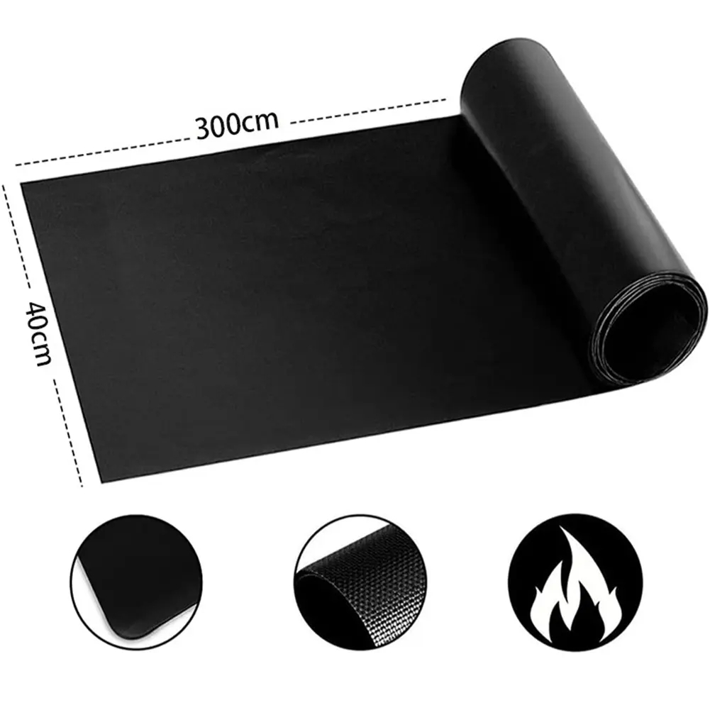 Non-stick High Temperature Resistant BBQ Grill Mat40cm*300cm Black Furniture Gardening High Sales Essential Tools
