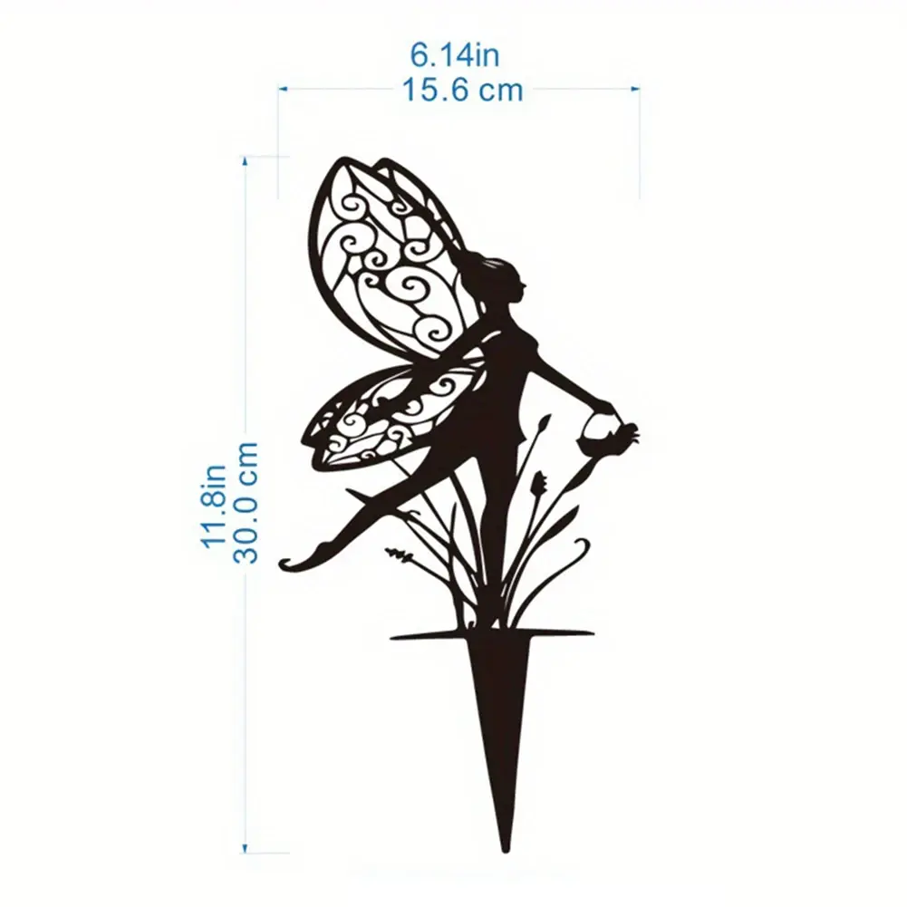 Outdoor Metal Decor Iron Fairy Garden Stakes Easy To Install Decorations Elegant Garden Accents Flower Fairy Silhouette