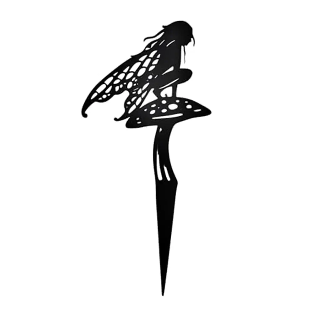Outdoor Metal Decor Iron Fairy Garden Stakes Easy To Install Decorations Elegant Garden Accents Flower Fairy Silhouette
