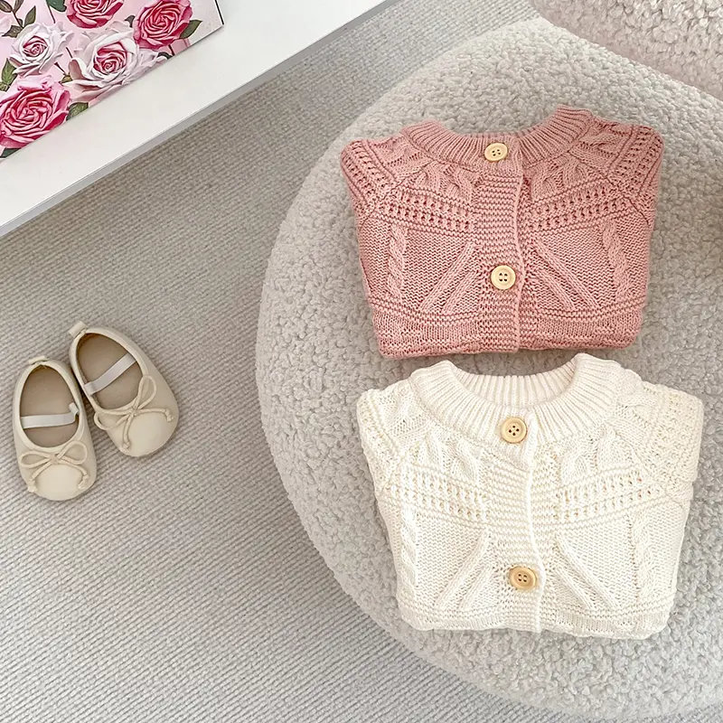 Autumn Baby Sweater Cotton Knitted Newborn Kid Clothing Fashion Solid Tops Outerwear Infant Girls Cardigan Long Sleeve Sweater