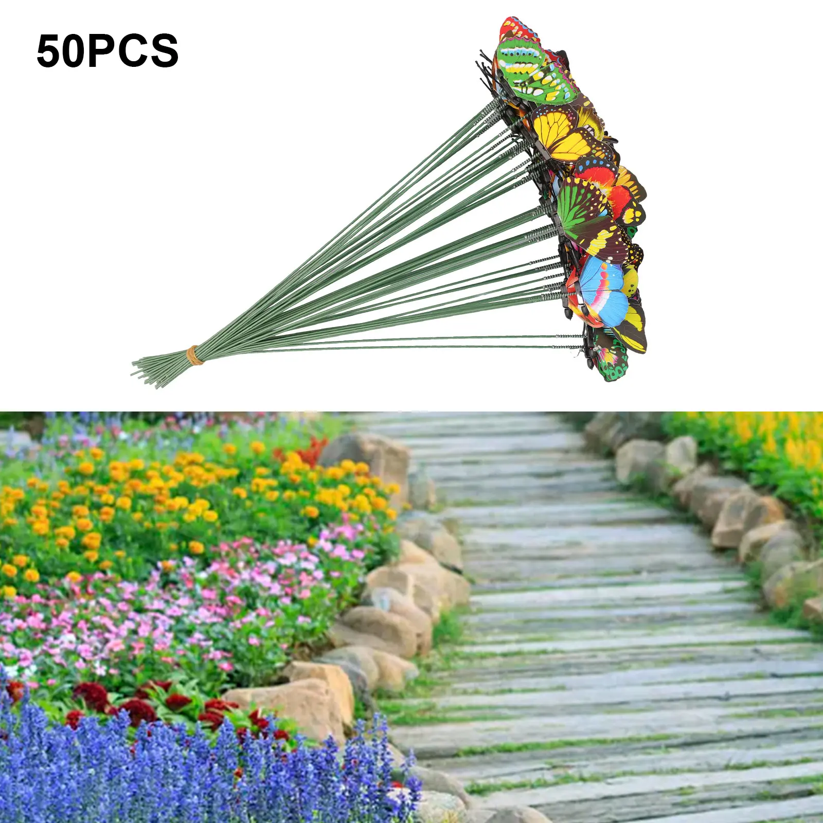 Garden Decor Butterfly Stakes Garden Lawn Lifelike Lot Metal Outdoor PVC Art Pot Bed Varied Waterproof DIY Decor