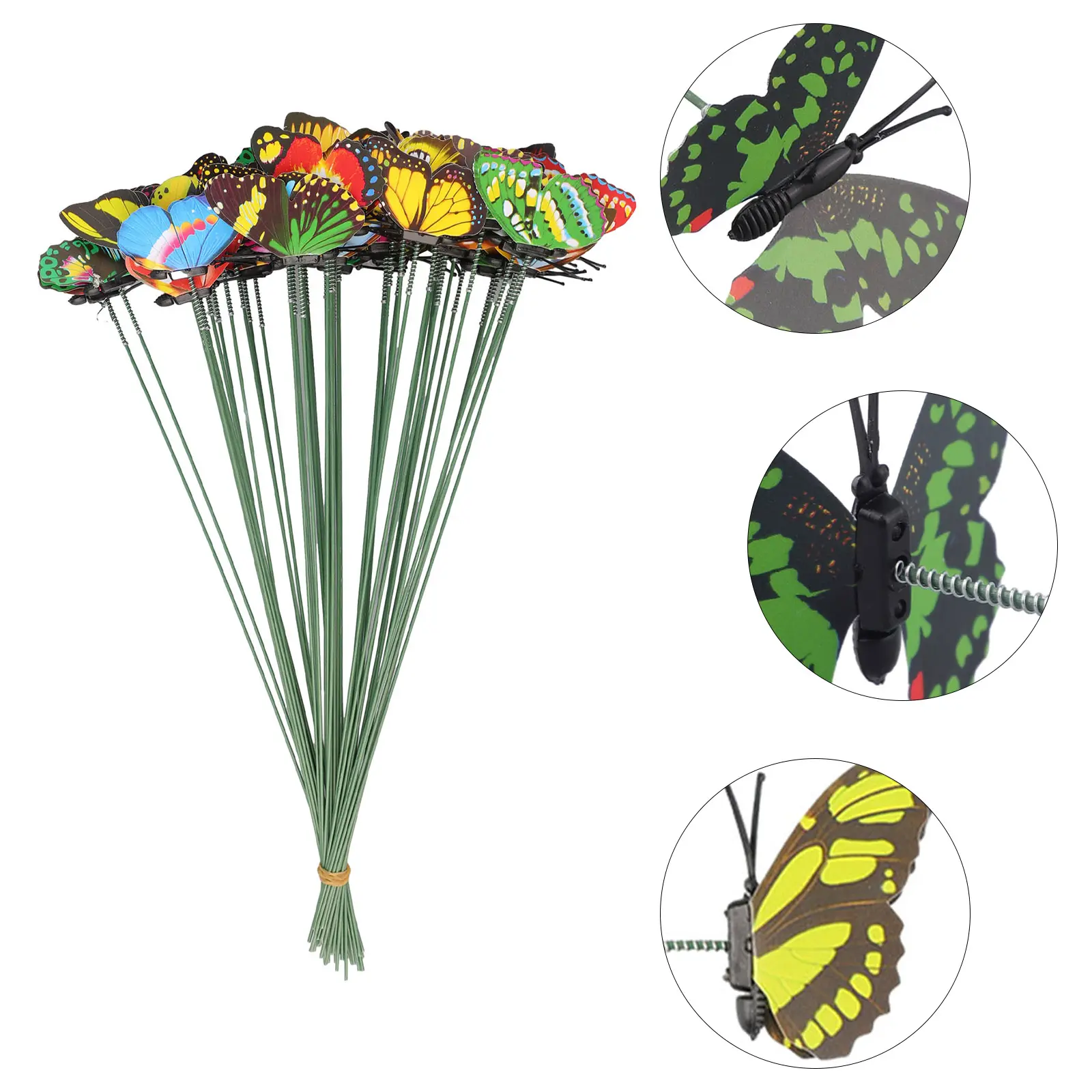Garden Decor Butterfly Stakes Garden Lawn Lifelike Lot Metal Outdoor PVC Art Pot Bed Varied Waterproof DIY Decor