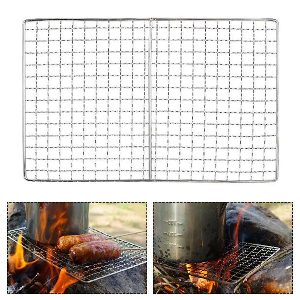 2PC Stainless Steel Baking Mesh Reusable Grilled Fish And Barbecue Grill Mesh Gardening And Home Furnishings Hot Selling Accesso